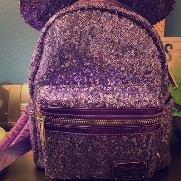 Loungefly Handbags - Minnie Mouse Purple Sequins Loungefly Backpack Loungefly Handbags - Minnie Mouse Purple Sequins Loungefly Backpack